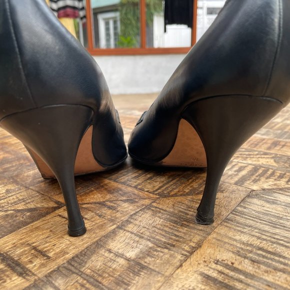 Gucci vintage pointed shoes in black leather with horsebit fronts in silver tone - Picture 2 of 7